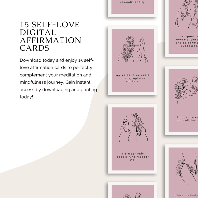 Self-Love Affirmation Cards in Blush Pink Digital Download