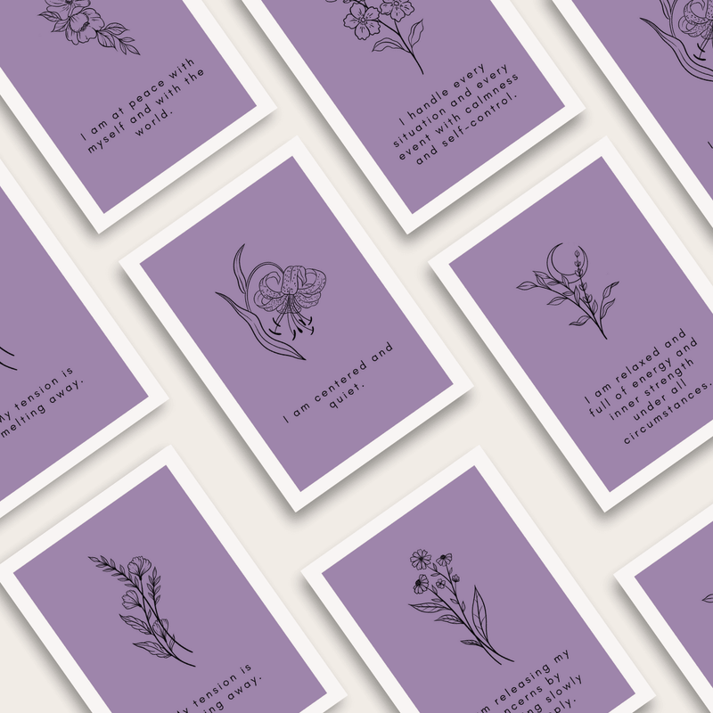 Calming Affirmation Cards in Dusty Purple | Luna London Meditation Candles