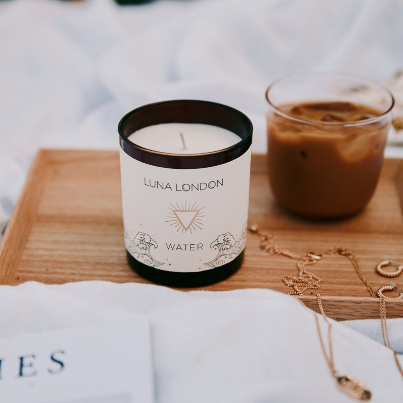 Healing Crystal Candles | 'Water' Scented Candle | Luna London Candles