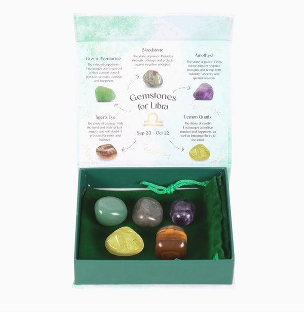 Libra Zodiac Crystal Tumblestone Set